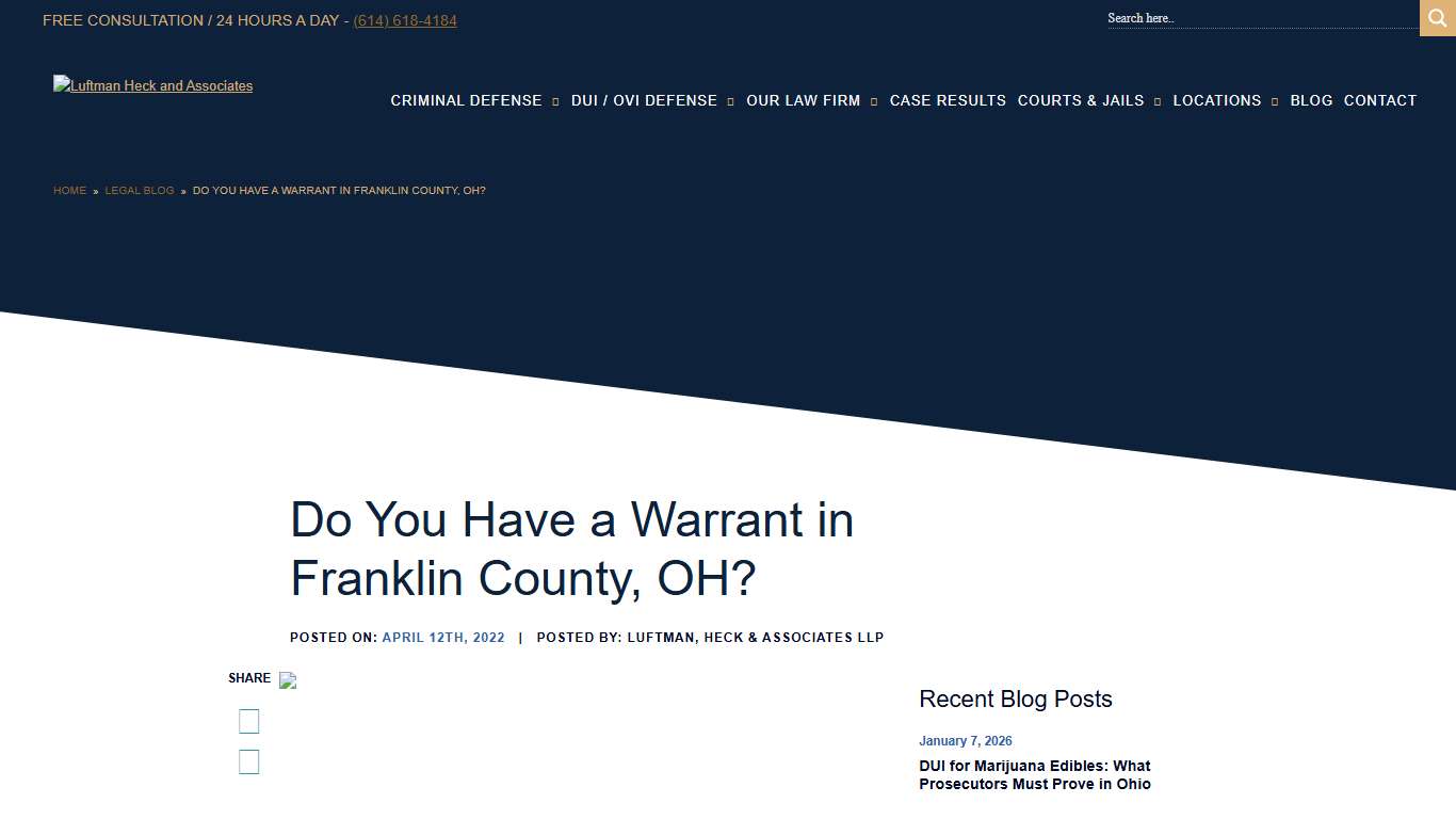 Do You Have a Warrant in Franklin County, OH? LHA